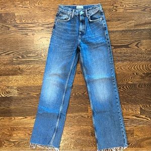 Zara High Rise Dark Wash Wide Leg Jean